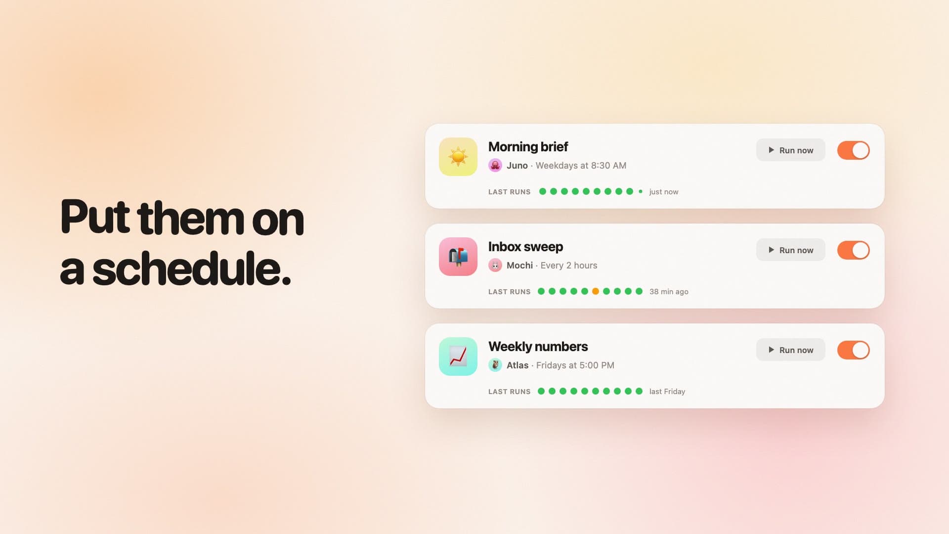 Routines with friendly schedules